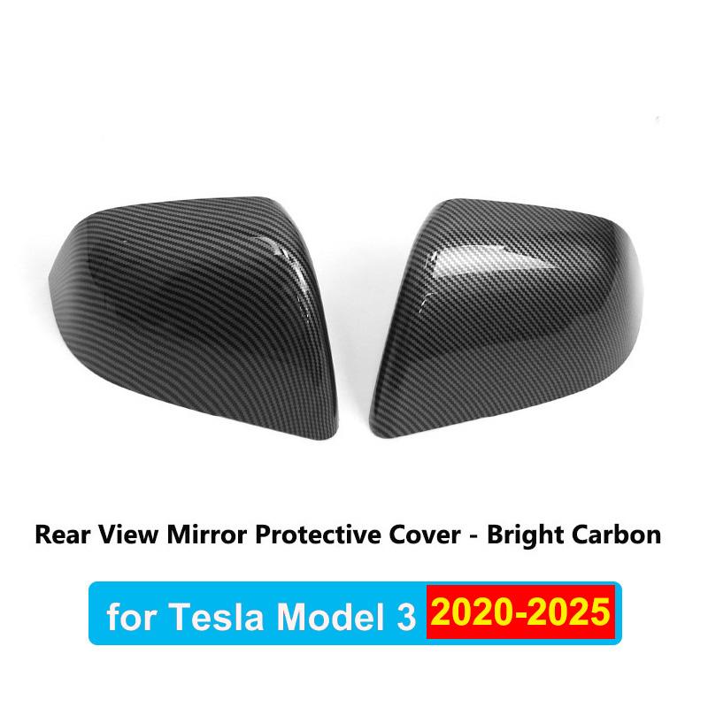 For Tesla Model 3 Highland 2025 Rear View Mirror Cover Carbon Fiber ABS Decorative Shell Exterior Accessories Side Door Rearview