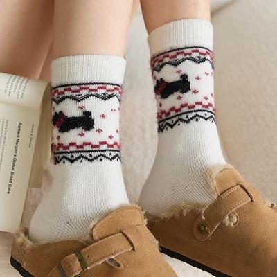 Socks Pile Socks Season Cute Cartoon Puppy Wool Socks Fleece Thickened Warm Medium Tube Socks