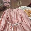 Sweet Strawberry Embroidered Princess Dress: Autumn 2025 Two-Piece Look, Color Block, Long Sleeve Cotton Dress for Girls