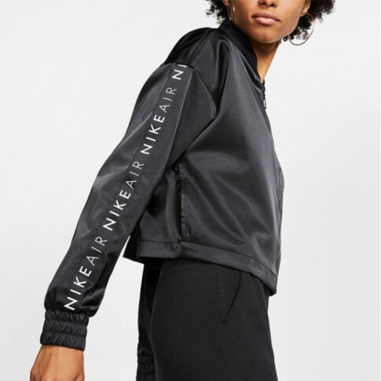 Nike Jachetă Air Track Brodat Satin Scurtă Jachetă Casual Femei Negru BV4780-010