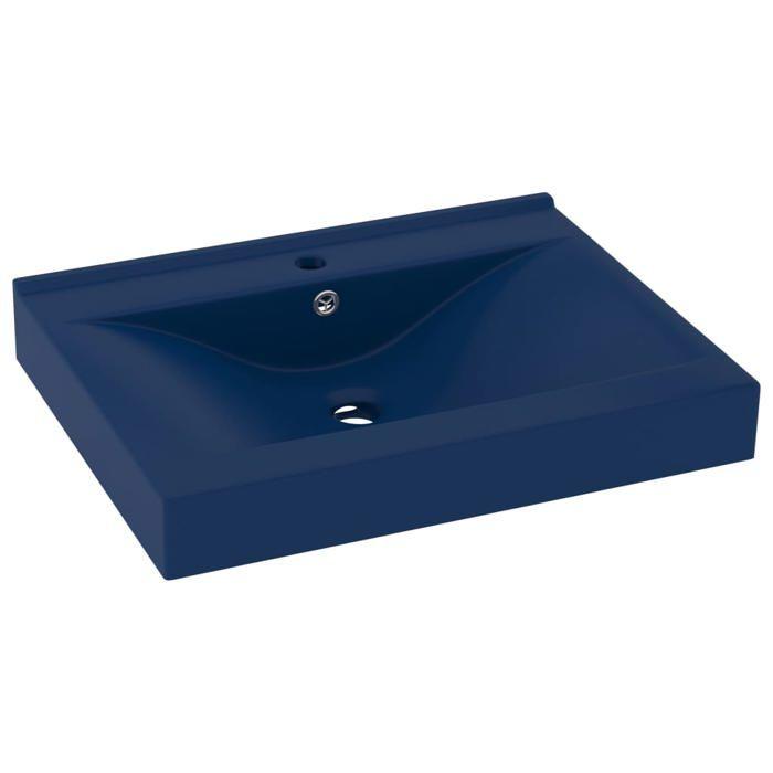 VidaXL Lavabo avec Trou de Robinet Vasque à Poser de Toilette Lave-mains de Salle de Bain Cuisine Maison Intérieur Bleu 147023