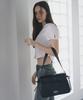 Leathery Ribbon Flap Shoulder Bag [Black]