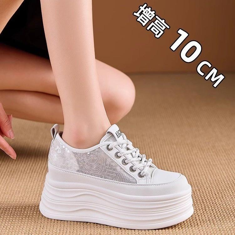 

Fashion New Genuine Leather Embossed Chunky Sneakers Women s Platform Wedge Causal Walking INS Fashion Modern Vulcanize Shoes 35 білий