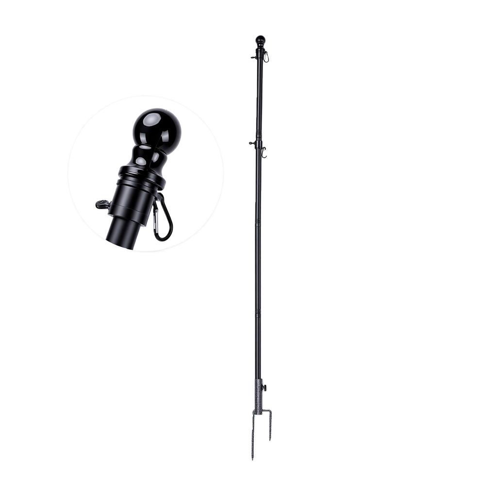 Heavy Duty Flag Pole Kit 360 Degree Swivel Two Installation Methods Adjustable Flag Pole Ground Stake