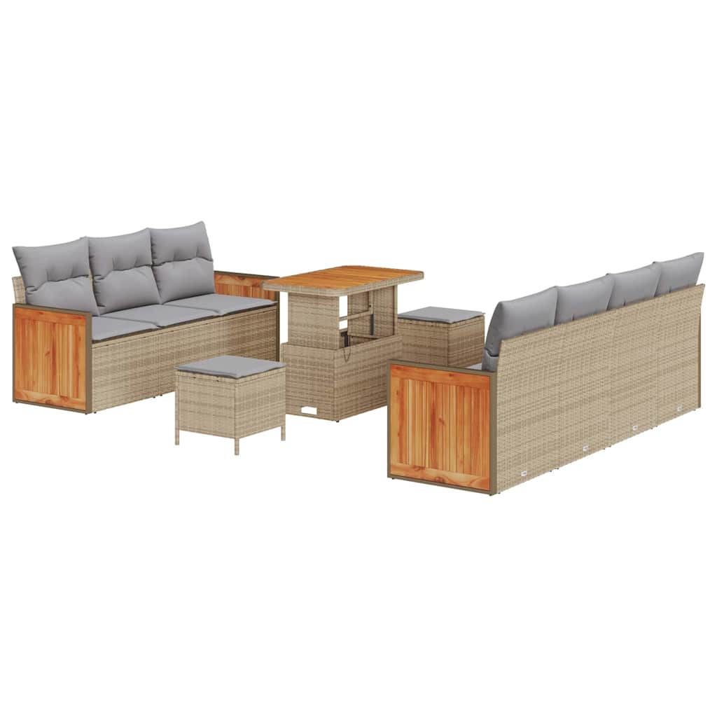 Garden Sofa Set with Cushions 13 pcs Beige and Light Grey Poly Rattan