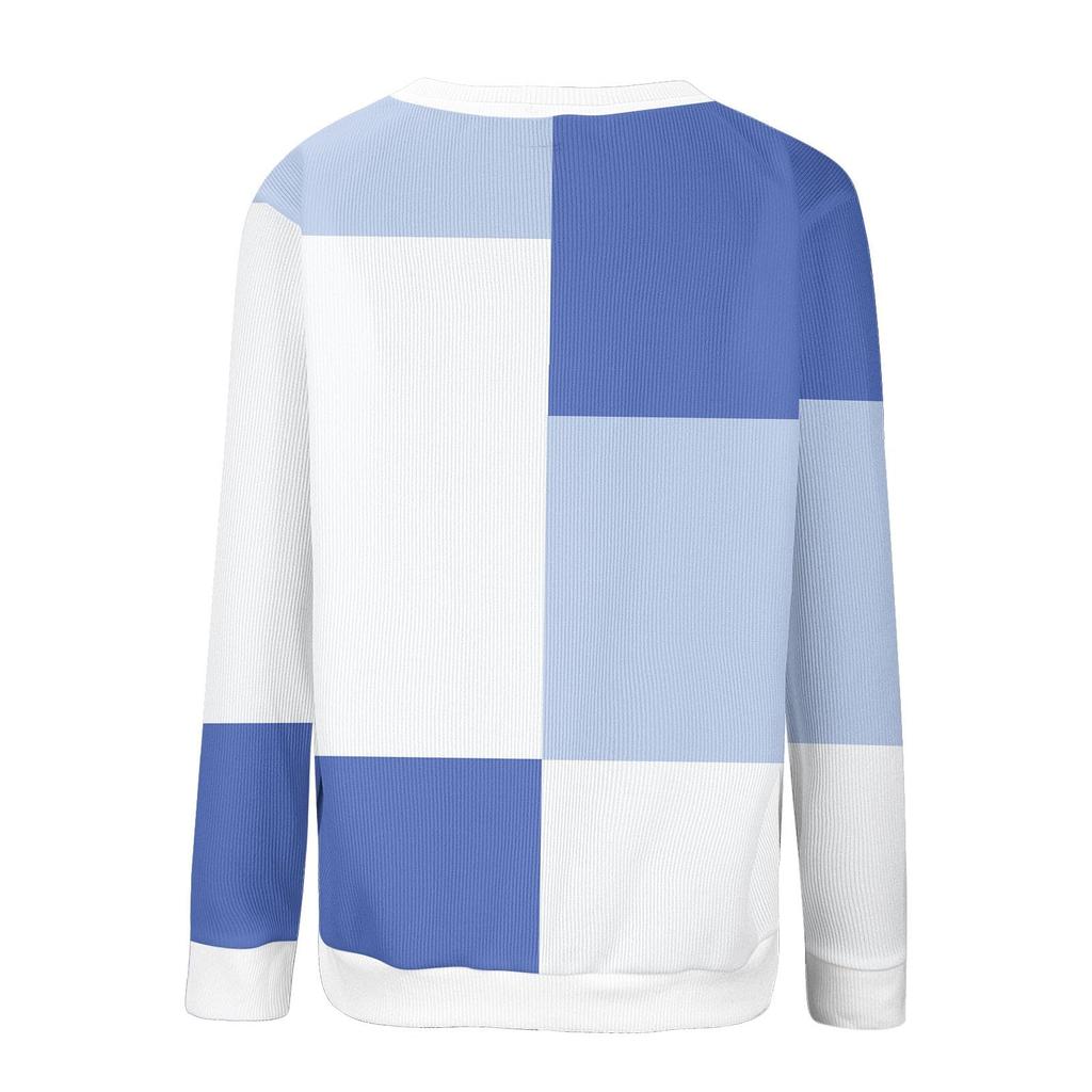 Women's Loose Comfortable Casual Fashionable Round Neck Long Sleeved Color Blocked Hoodie