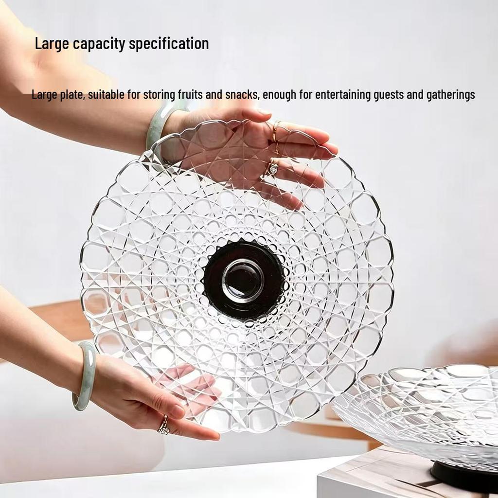 Chinese Glass Fruit Bowl Set for Living Room Coffee Table - High-End Style for Nuts, Dried Fruit, and Snacks.