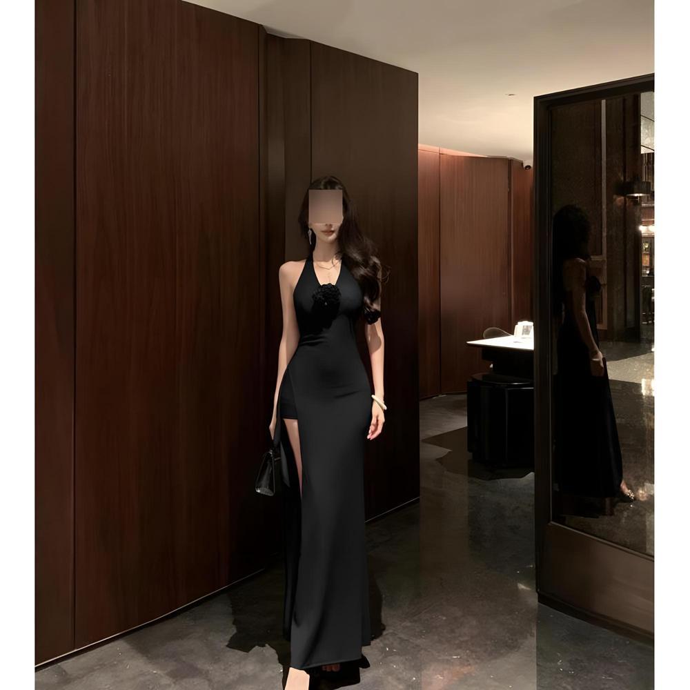 Stile puro casual dolce e piccante collo vestito rosso da donna estate elegante nuovo vacanza al mare vita segnata bellissimo vestito lungo