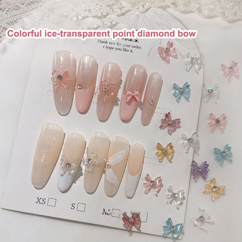 Runde Strass Nagel Schleifen Charms 20 Stück Eis Transparent Kristall Schleife Schmuck Diamant Harz Band Edelsteine Für Nägel Zubehör