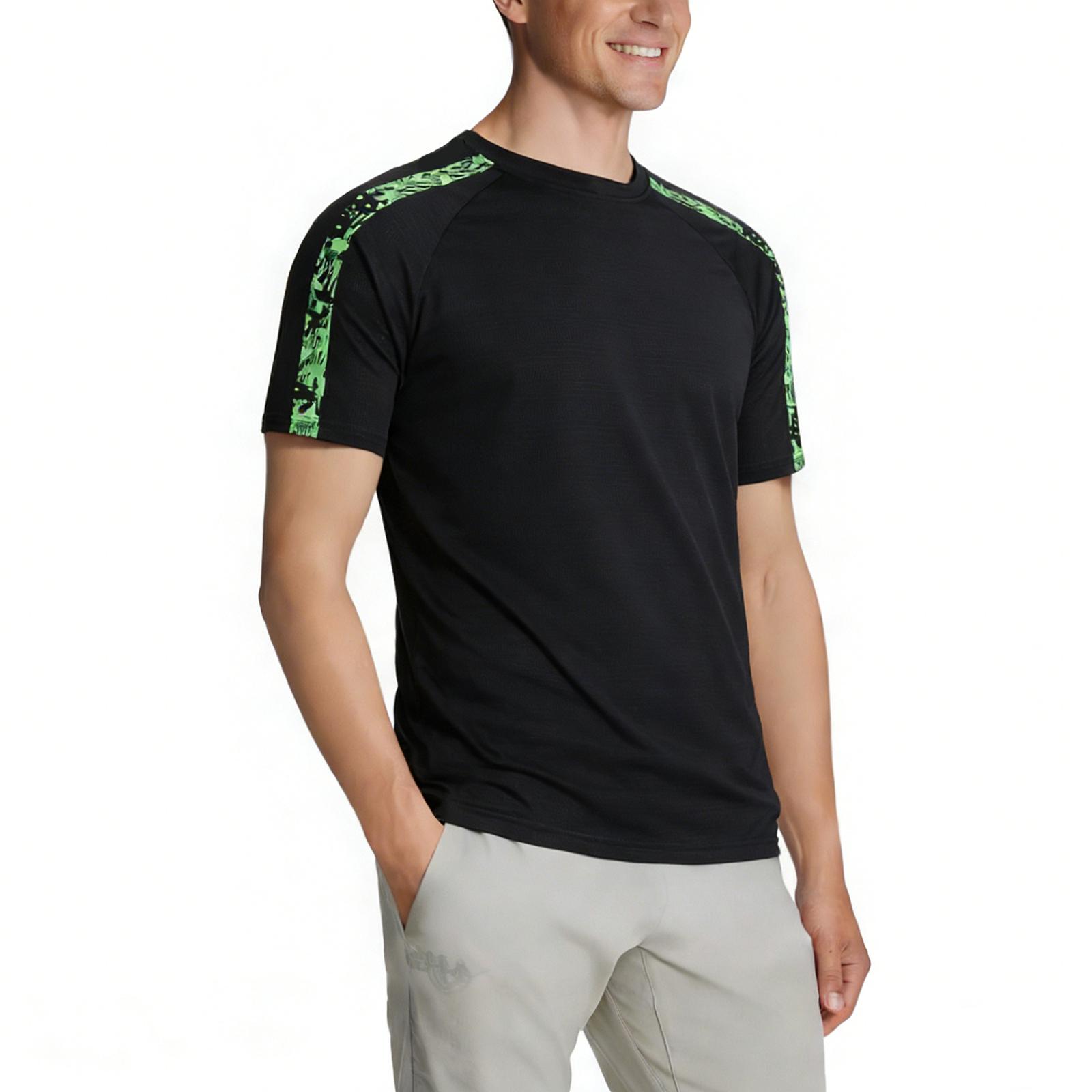 Men s Summer Skinny Ice Silk Breathable Round Neck Quick-drying Clothing Casual Sports T-shirt Tops L чёрный 1470₽