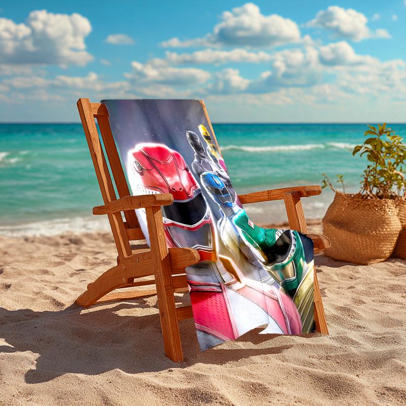 1pc Mighty Morphin Power Rangers2 Beach Towel, Comfortable and Thick, and Swimming/Bath/Picnic/Camping Towel, Suitable for Seaside Beaches