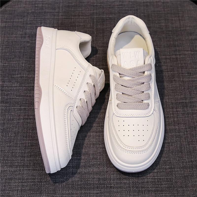 Leather little white shoes soft-soled women's shoes spring new versatile board shoes flat-soled casual sports shoes