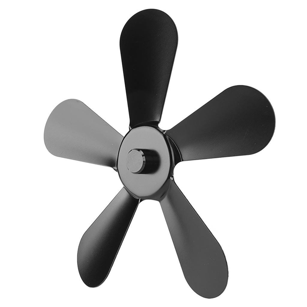 5 Blätter Ofenventilatorblatt Aluminiumlegierung Wärmegetriebene Ofenventilatorblätter Ersatz für Kaminventilator Schwarz