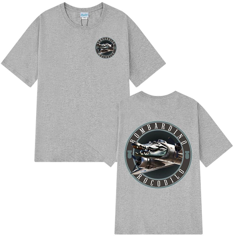 Bombardiro Crocodilo T-shirts Italian Brainrot Funny Meme Crocodile Plane Bomber T-shirt Men Women Cotton Short Sleeve T Shirts