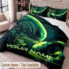 Custom Name Text 3Pcs Bedding Set Alien Xenomorph Duvet Cover And Two Pillowcases