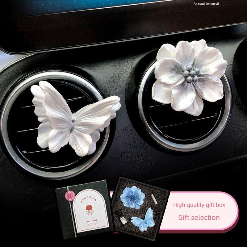 2026 New Butterfly Car Air Freshener Perfume Car Vent Decoration for Girls Flower Car Interior Accessories Diffuser Stone