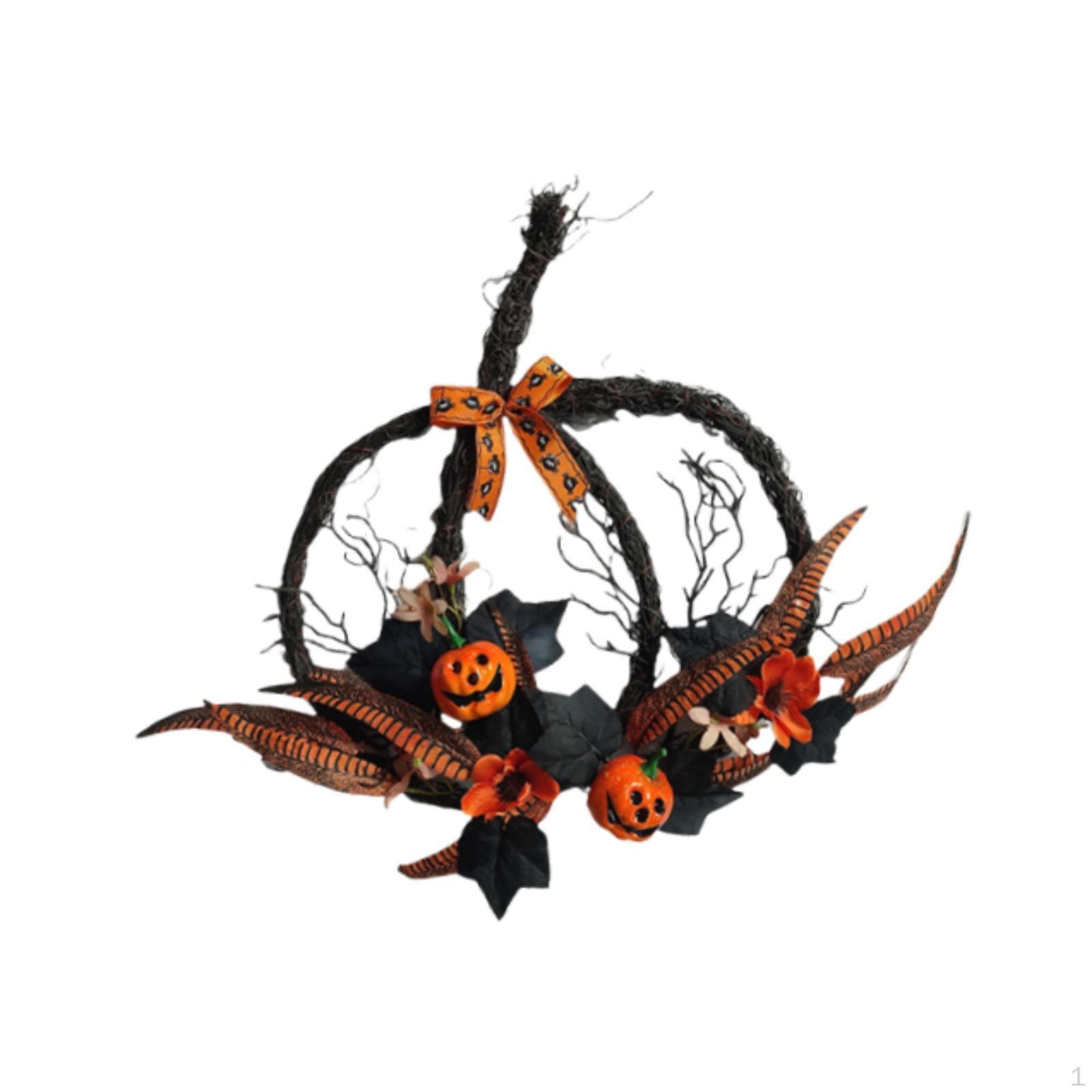 

Хэллоуин Венок Подвесной Декоративный с Украшением Тыквы Искусственный для