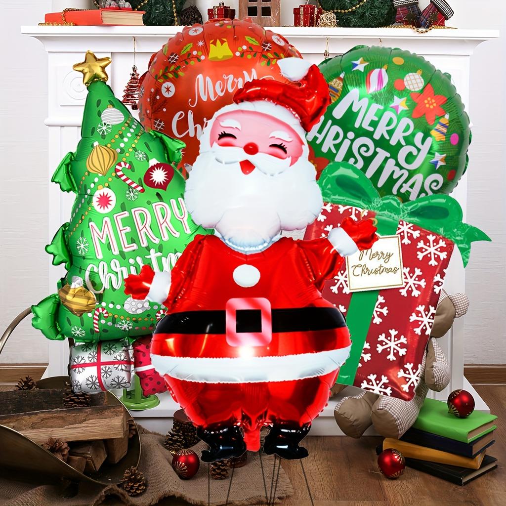 5pcs Christmas Balloon Santa Claus Christmas Tree Decorative Balloon Aluminum Foil Balloon for Christmas Party Decor Supplies