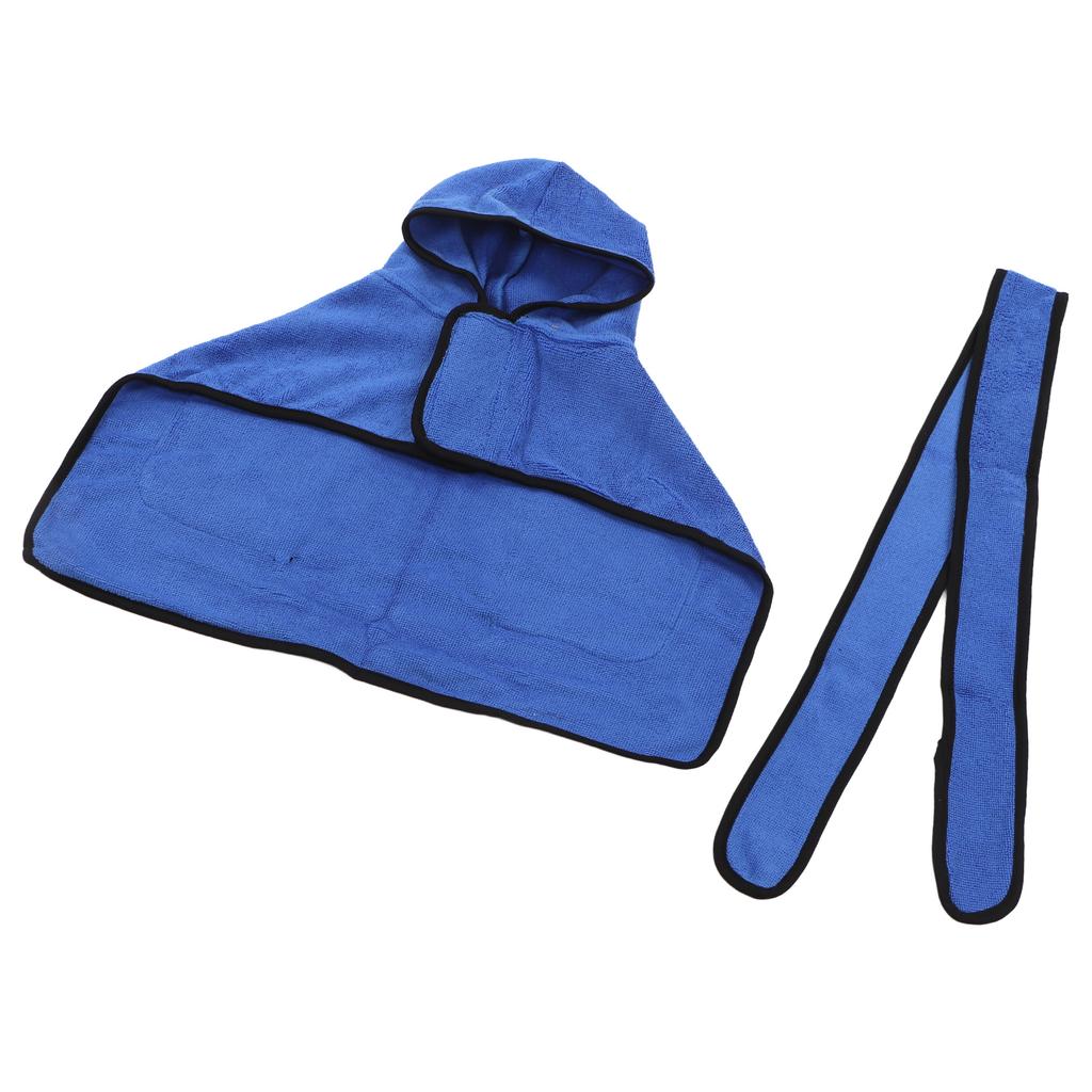 Dog Towel Strong Absorbent Quick Drying Hand Pockets Design Hooded Dog Bathrobe with Waistband for Cat Blue