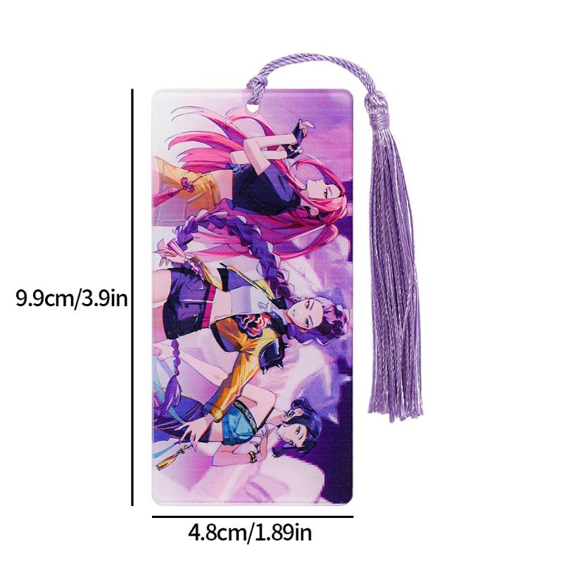1/4 Pcs K-Pop Demon Hunters Anime Bookmarks Acrylic Tassel Bookmark Student Reading Markers Literary Stationery Supplies Gifts