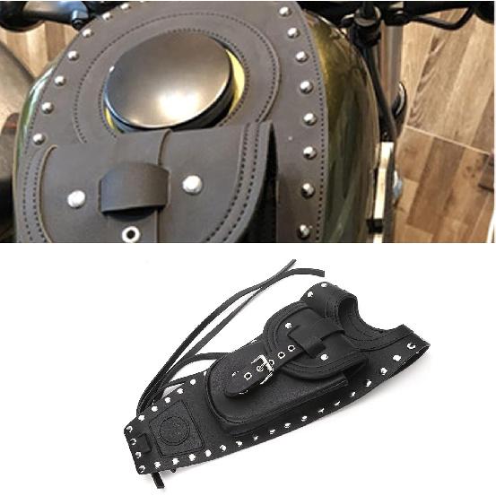 Fuel Tank Bag Black Motorcycle Artificial Leather Gas Tank Cover, Fuel Tank Pad for XLX1000, XL1200X, XLH883