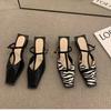 Women's Shoes New Fashion Bag Head Half Slippers Outer Wear Square Head Low Heel Foot