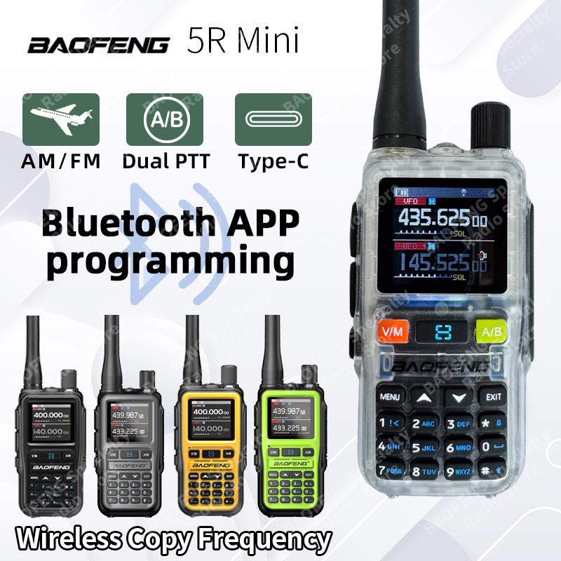 Baofeng UV-5R Mini Walkie Talkie Bluetooth Programming Frequency Dual PTT Type-C Multi Band Long Range AM FM 999CH Ham Radio