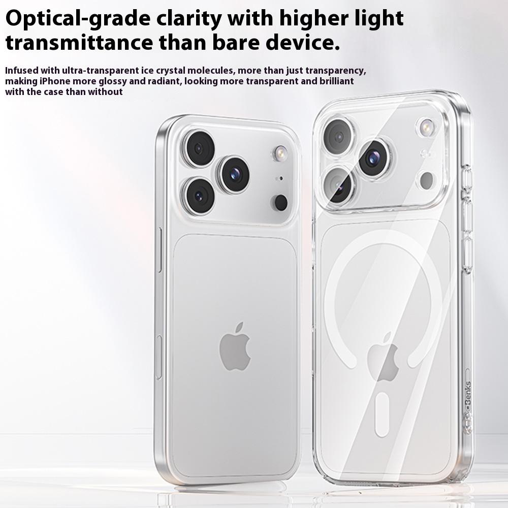 BENKS För iPhone 17 Pro Max Magnetiskt Fodral Ultratunt Genomskinligt PC-fodral som känns som en bar telefon Kompatibelt med MagSafe