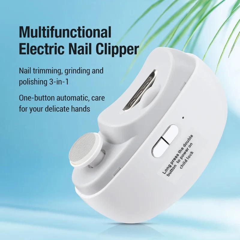 Safe Type Electric Nail Clipper Grinding and Polishing with Light Automatic Nail Trimmer Rechargeable Nail Cutter Manicure