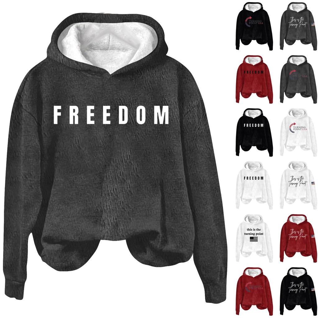 Ladies Fashion Casual Long Sleeve Printed Round Neck Hoodie Pullover Top