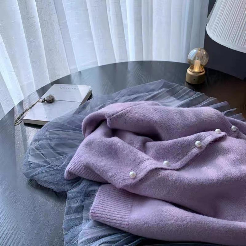 Spring and Autumn Candy Color Pearl Button Knitted Small Cardigan Women's Age Reduction Small Fresh Sweater Jacket Long Sleeve Top, Trendy