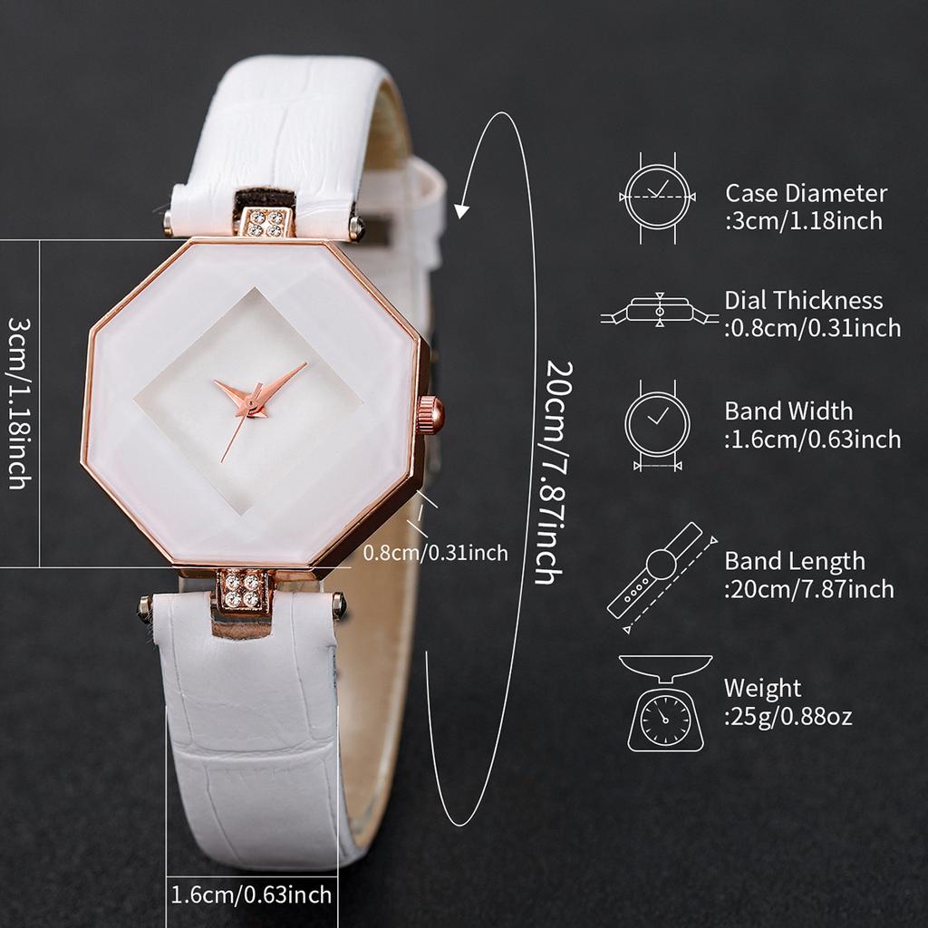 Set da 6 pezzi Lusso Donna Custodia a Rombo Orologio al Quarzo & Set Gioielli Diamante Cuore d'Amore