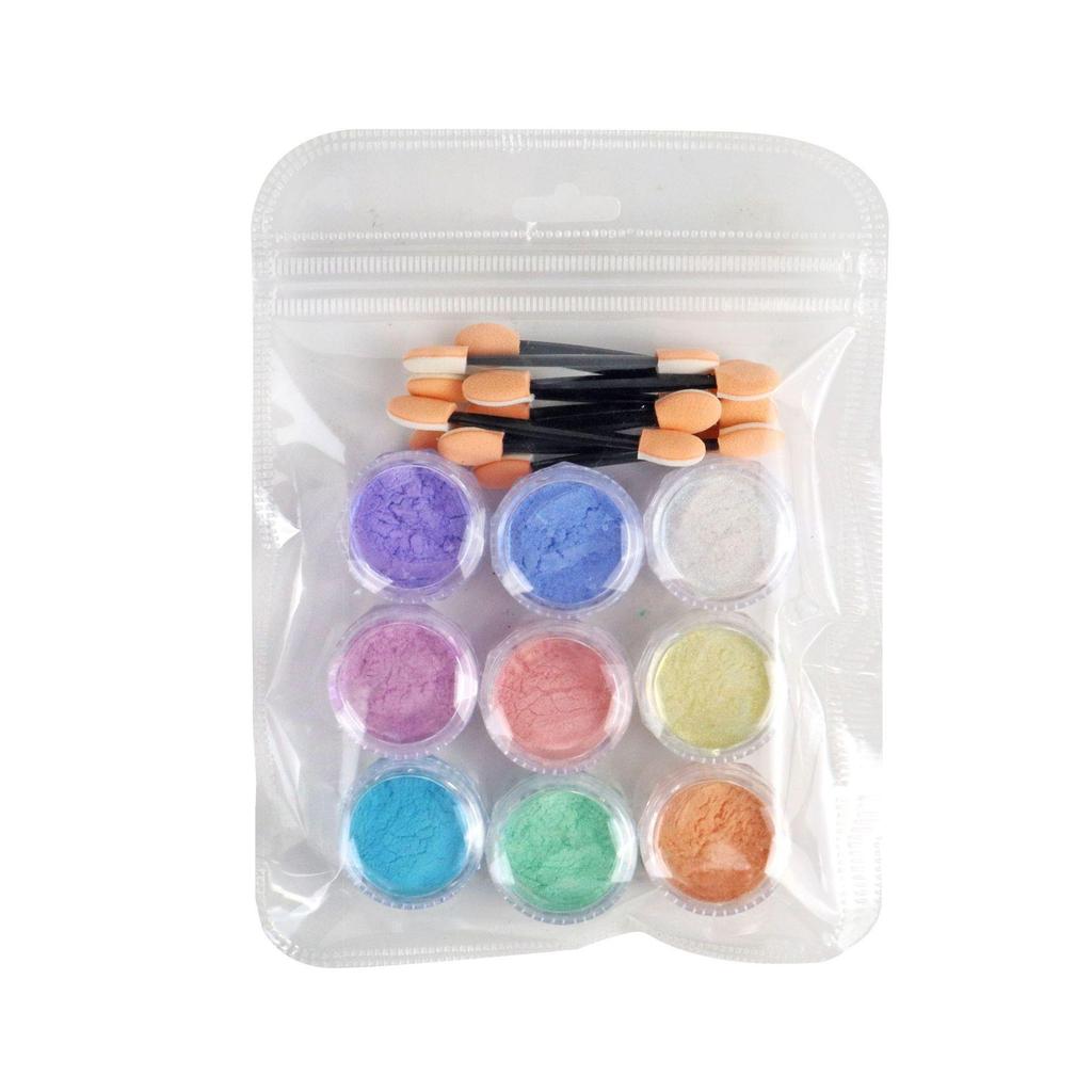 Aurora Nail Art Ice Skin Powder Highlighter Set – 9 Translucent Glitter Colors