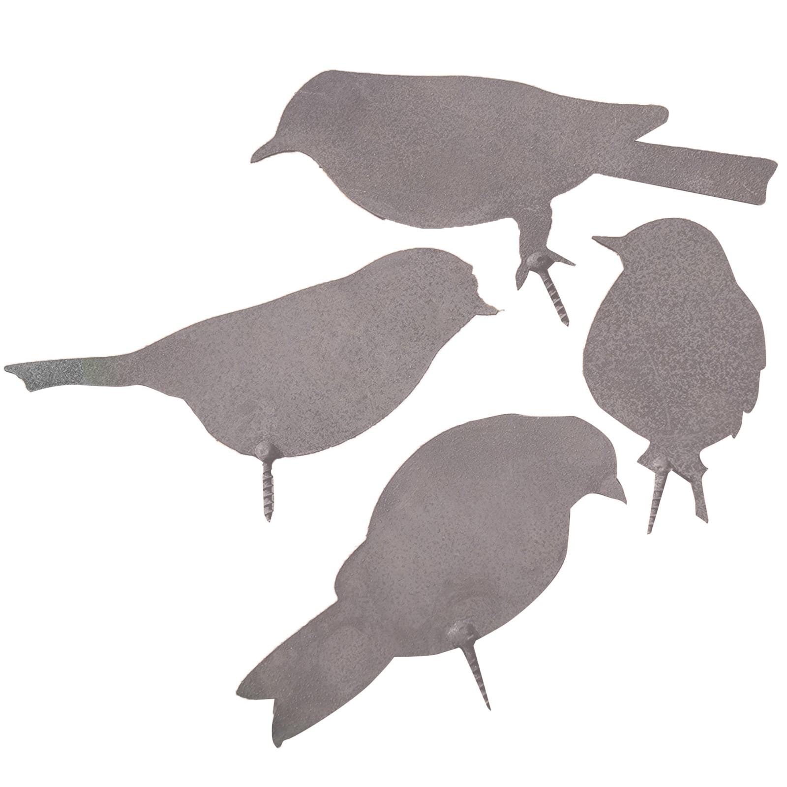 

4 Metal Decorative Birds With Screws For Garden Decoratio