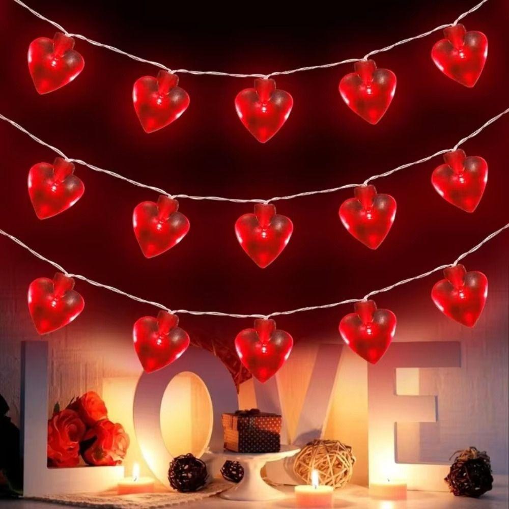 Battery Operated Love Heart Fairy Light Garland Romantic LED Valentines Day Decor  Party Decoration