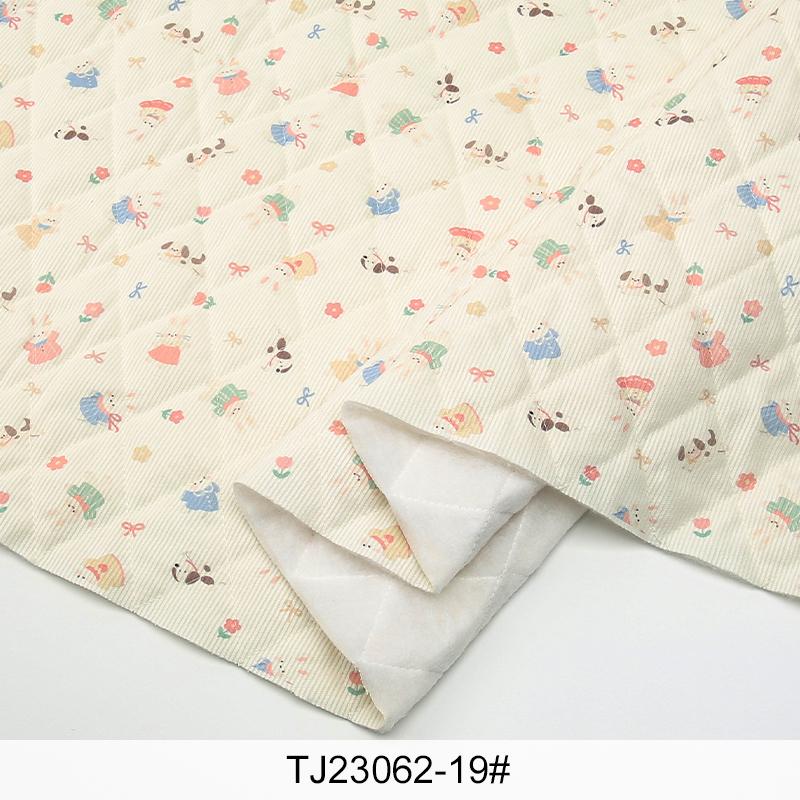 0.5m/1m/2m Velours Côtelé Épais Matelassé avec Tissu en Coton Tissu Imprimé Animal pour Couture Manteau d'Hiver Vêtements d'Enfants Tissu DIY