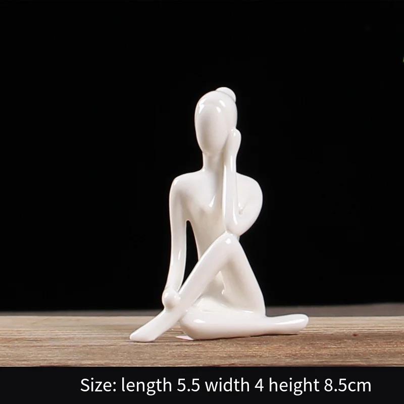 Yogapose Staty Staty Keramisk Prydnad Hem Abstrakt Figur Väggskåp Dekoration