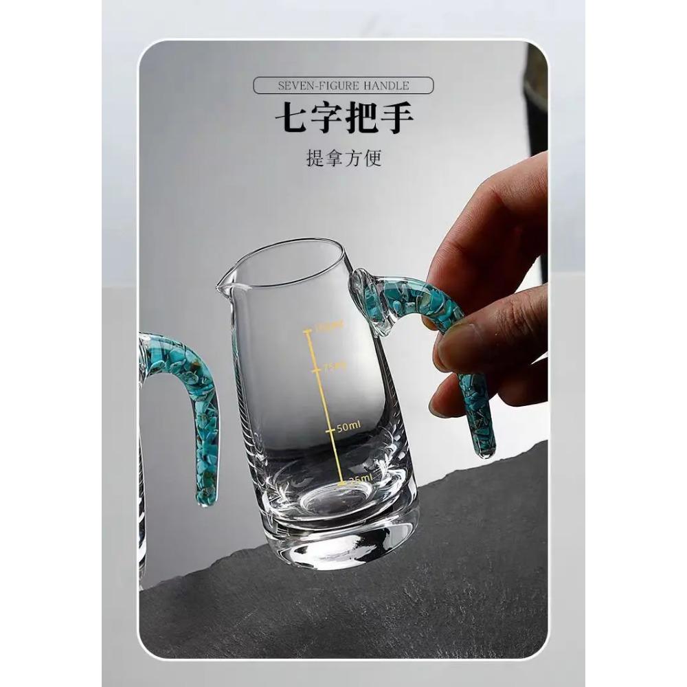 1 pot, 6 cups of turquoise Baijiu cup set, luxury one cup, small wine cup, crystal glass wine dispenser, strong wine cup