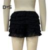 Women Summer Shorts Multi-layered Scattered Hem Ruffle Lace Trim Beach Shorts Lolita Style High Waist Ultra-short Shorts Daily Wear Sleep Shorts