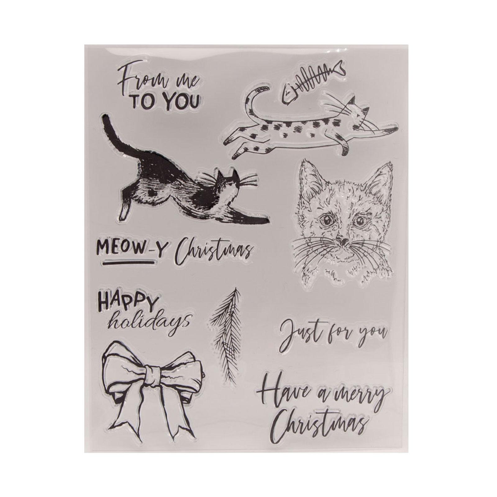 

Christmas Cat Silicone Clear Stamps for Card Making Scrapbooking Embossing DIY Craft Album Rubber Seal Stamps Decoration