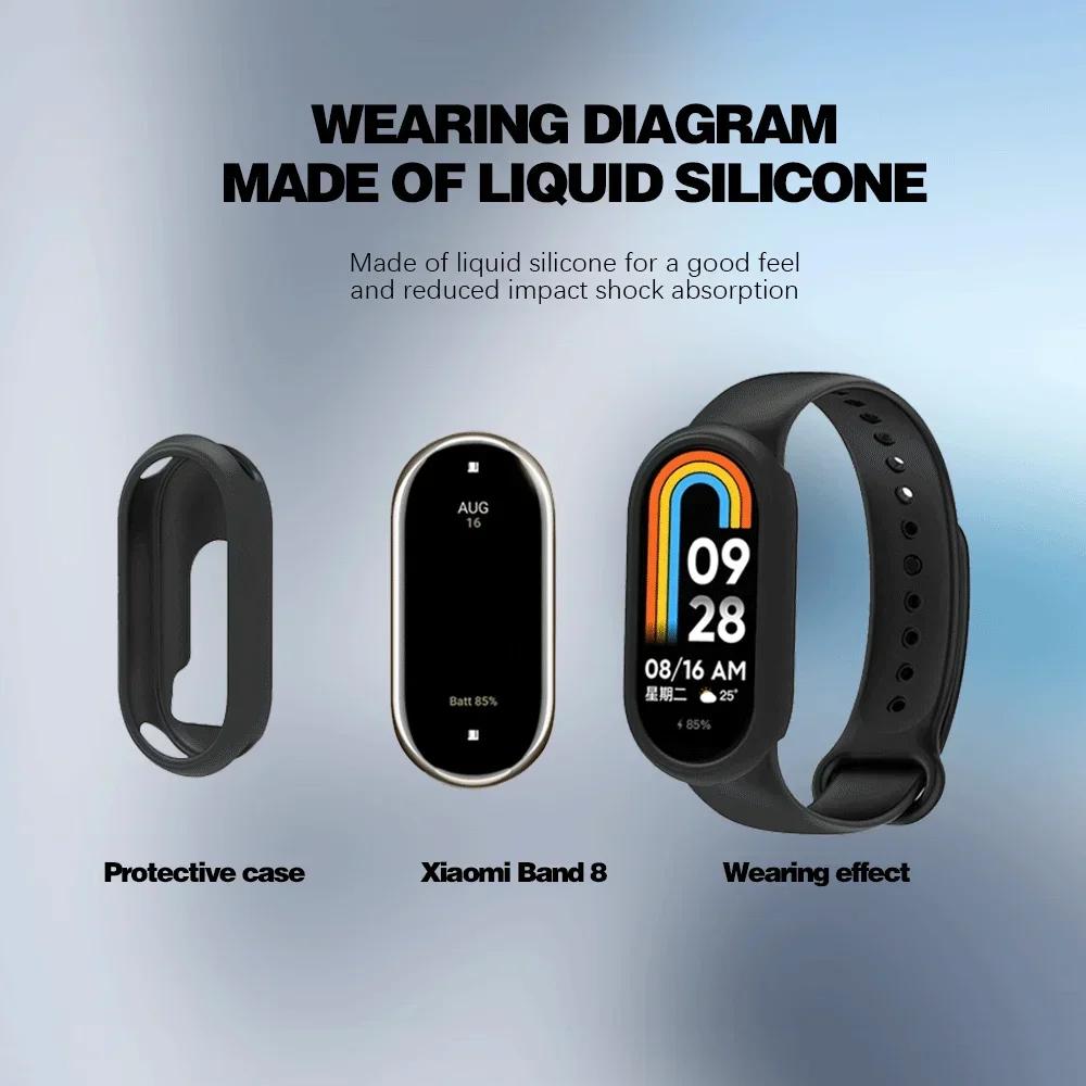 TPU Silicone Watch Case For Xiaomi Band 8 Case Protective Shell For Xiaomi Band 8 Smart Bracelet Case For Mi Band 8 Accessories