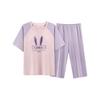 Bingxuemumian Women's Summer Pajamas, 2025 New Style with Built-In Chest Pads, Pure Cotton, Wearable Outside, Short-Sleeved, Plus Size, Home Wear Set