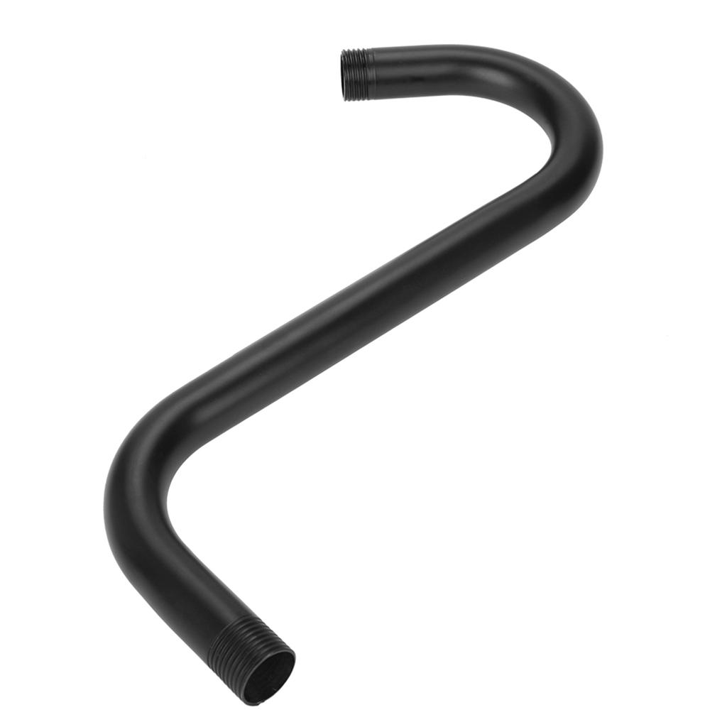 8in Stainless Steel Shower Extension Arm S-Curved Black Bathroom Accessory Shower Arm with G1Celsius2 Thread for Tall Individuals