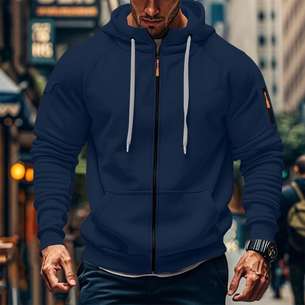 Men Athletic Workout Jacket Fashion Sweatshirt Pockets Fall Fashion Oversized Hoodies