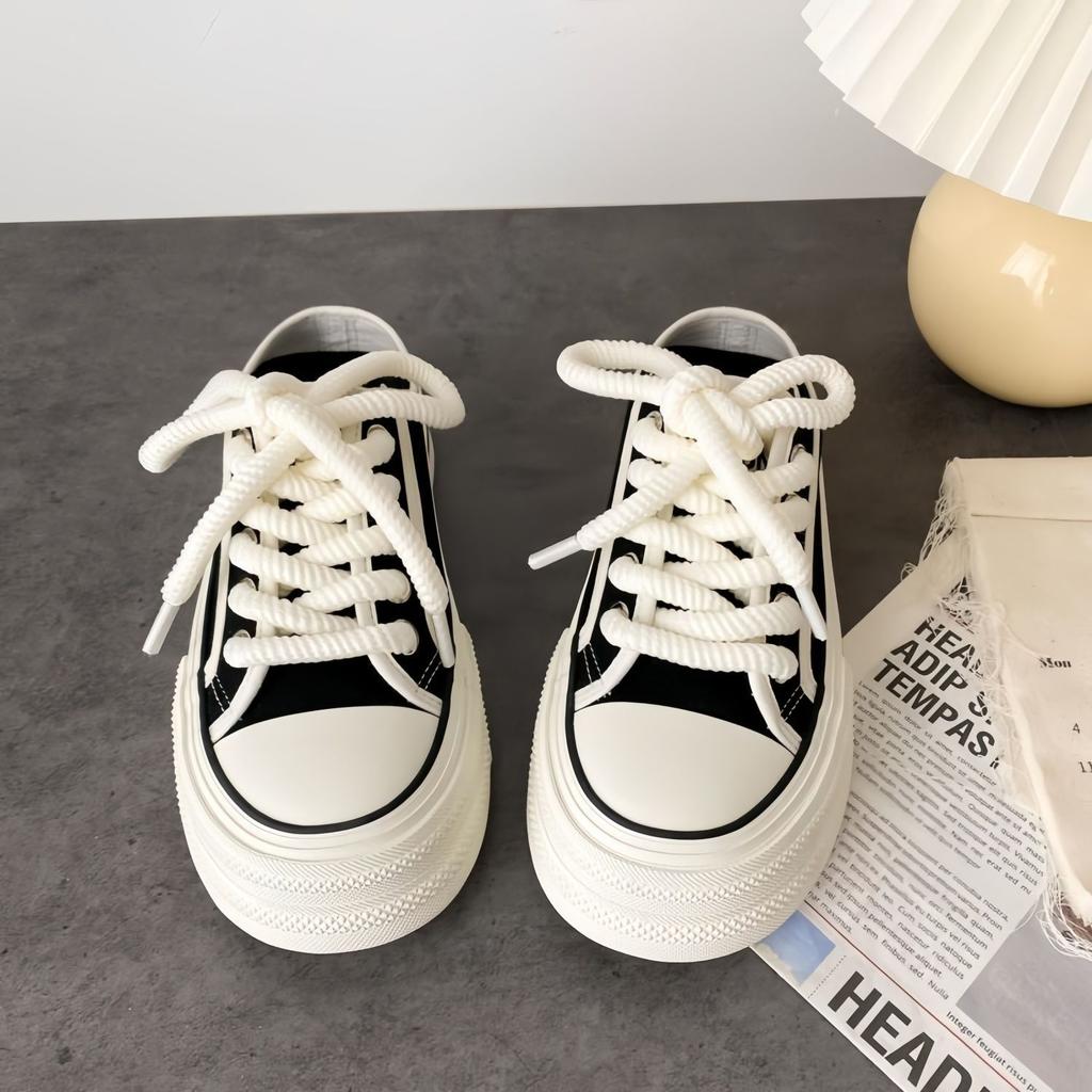 With Skirt Platform Two Wear Canvas Shoes Women 2025 Summer New Retro Versatile Niche One Pedal Half Drag Shoes