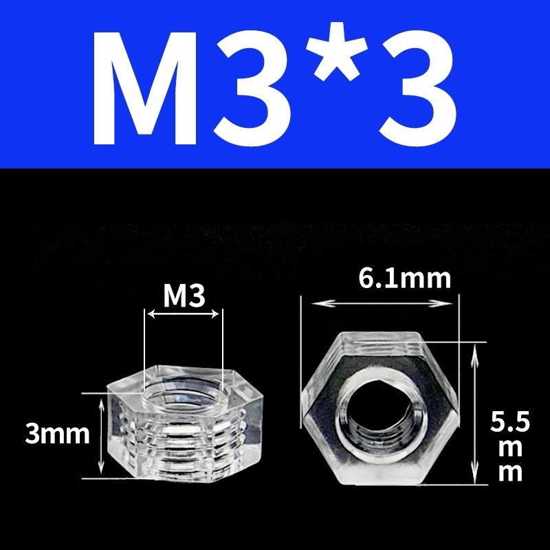 10/50pcs Acrylic Transparent Hexagon Nut M2.5 M3 M4 M5 M6 Clear Nylon Plastic Metric Hex Nuts Hardware