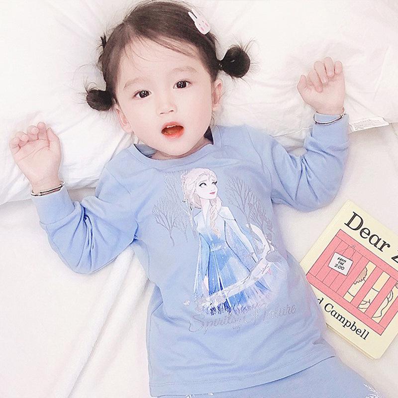 Elsa Fairy Cute Cotton Pajamas for Girls: Long Sleeve Air Conditioning Wear Set
