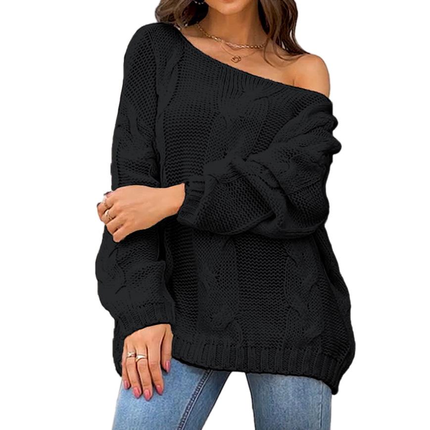 Women Knit Sweater Off Shoulder Long Sleeve Jacket Fashion Style Loose Solid Color Pullover Jumper