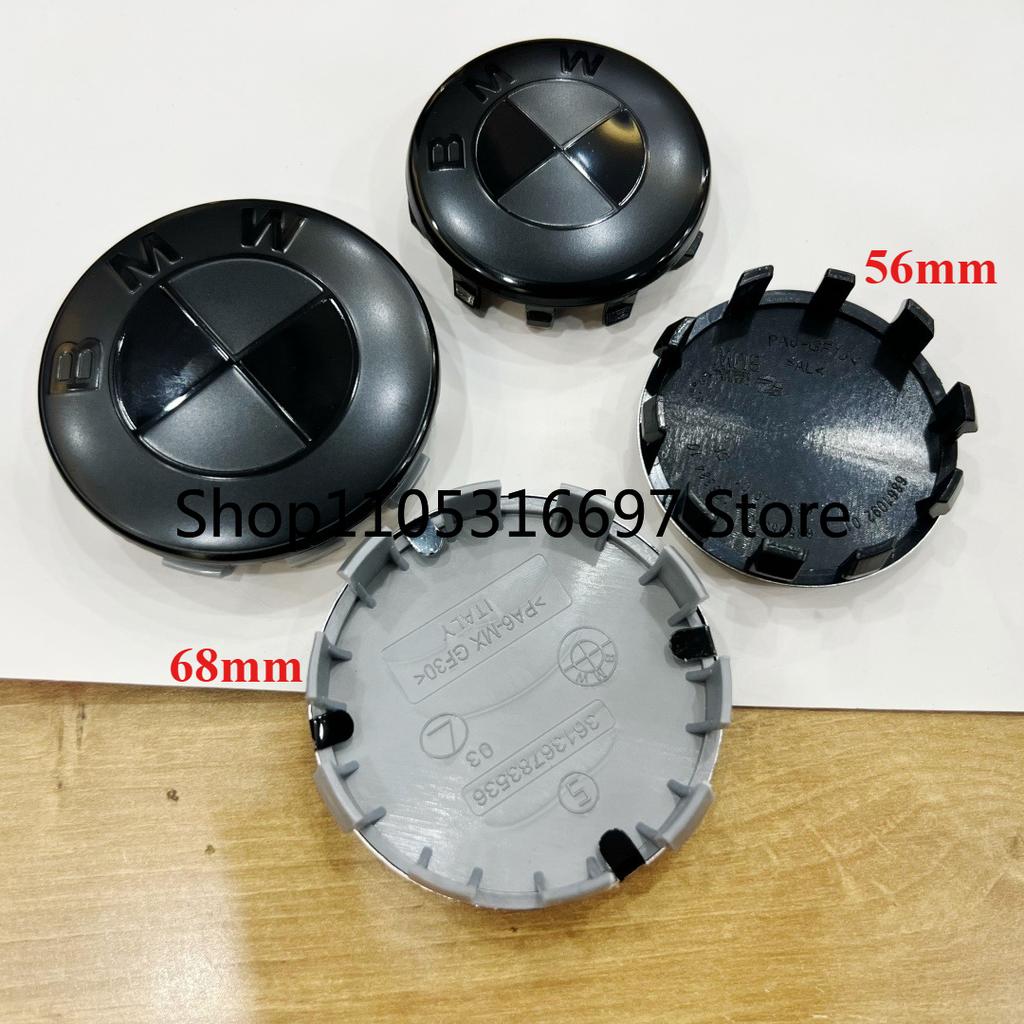 ztkah6 4pcs The new matte black hub center cover is suitable for BMW 68/56mm diameter hub center cap replacement parts black splicing.