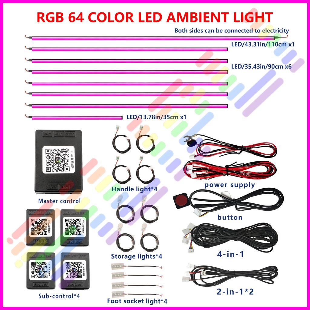 For Range Rover Sport 2020 Car LED Ambient Lamps Colorful Atmosphere Lights Auto Interior Neon Strip App Control 64 RGB Light
